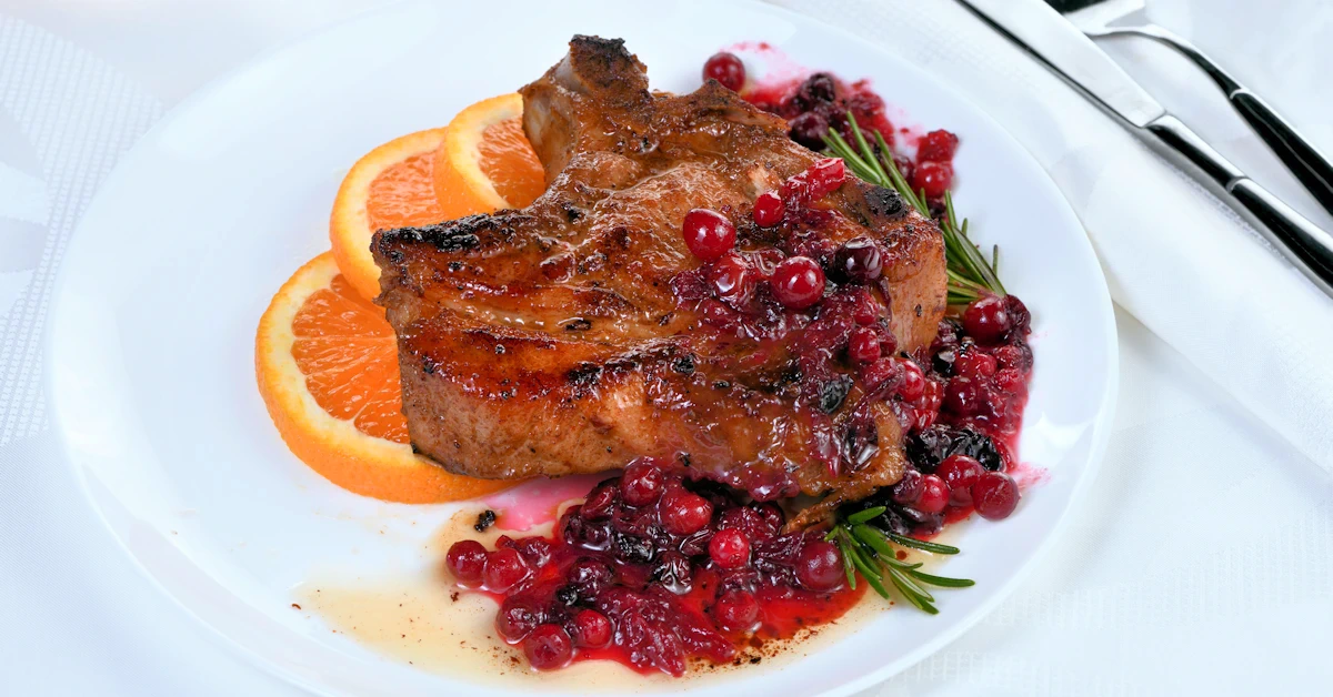 baked pork chops with apple cranberry sauce
